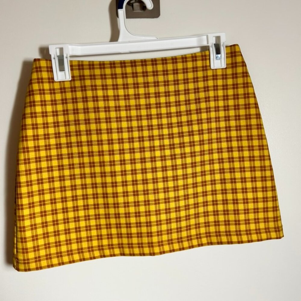 yellow plaid urban outfitters skirt